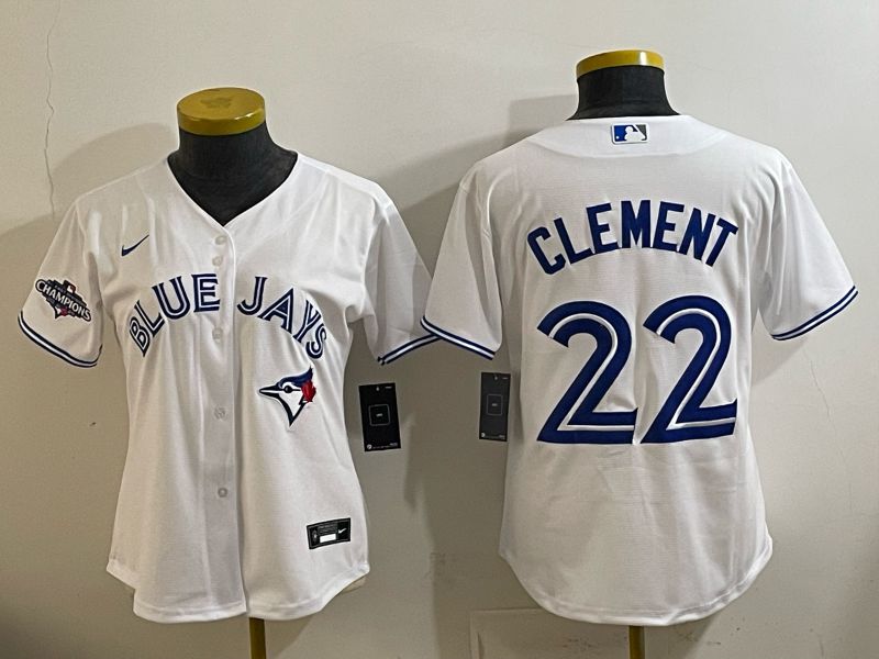 Women 2025 Nike Toronto Blue Jays #22 Clement White Game MLB Jersey 04->women mlb jersey->Women Jersey